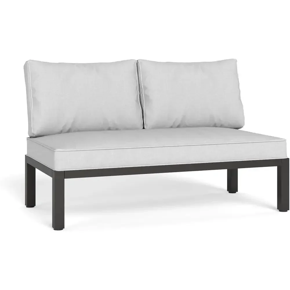 2-Seat Outdoor Metal Patio Loveseat Set with Cushions for Garden, Deck, and Backyard