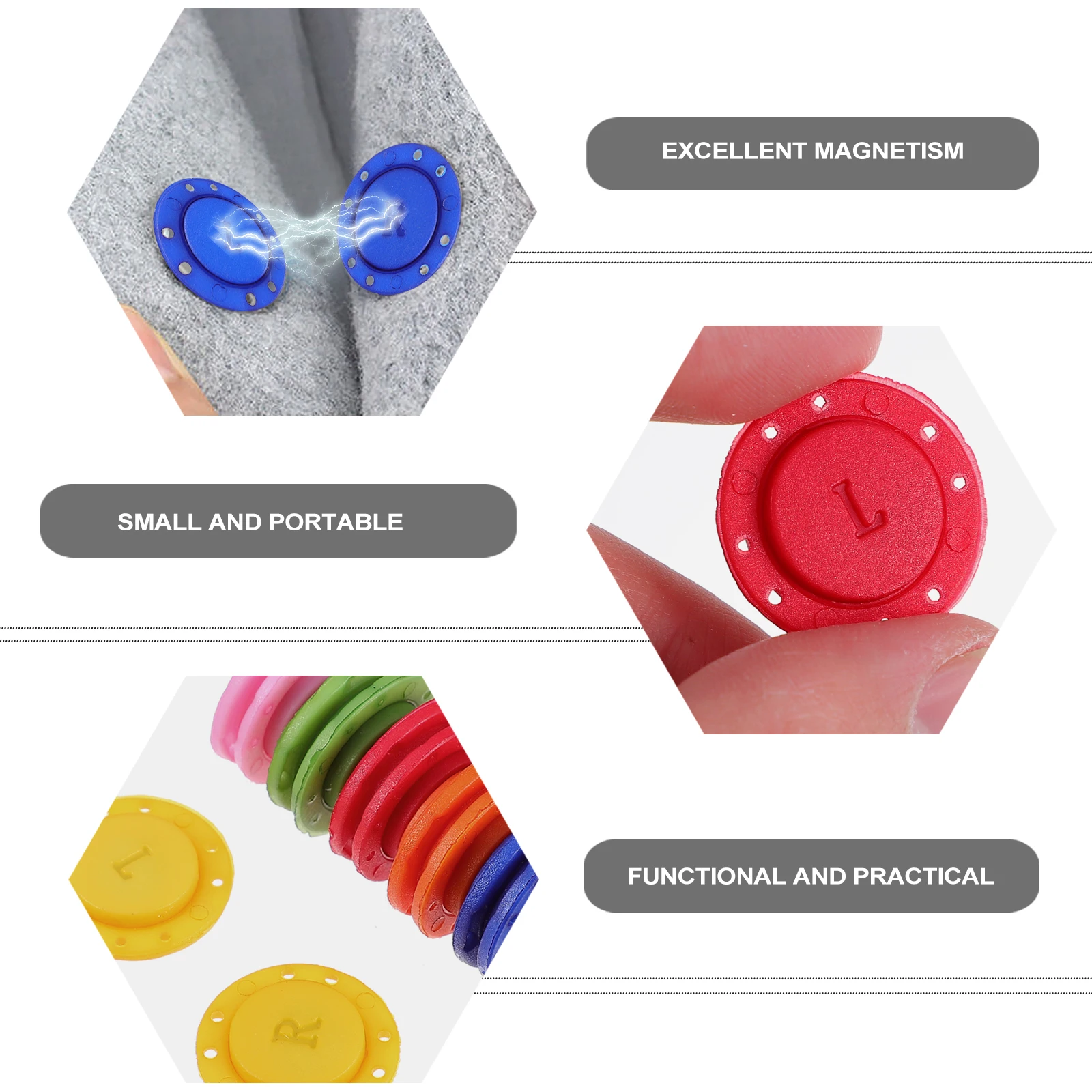 

Magnetic Buttons Pairs 22mm Mixed Color Buttons Press Fasteners Strong Suction Durable Sewing Clothes Snap Fasteners DIY