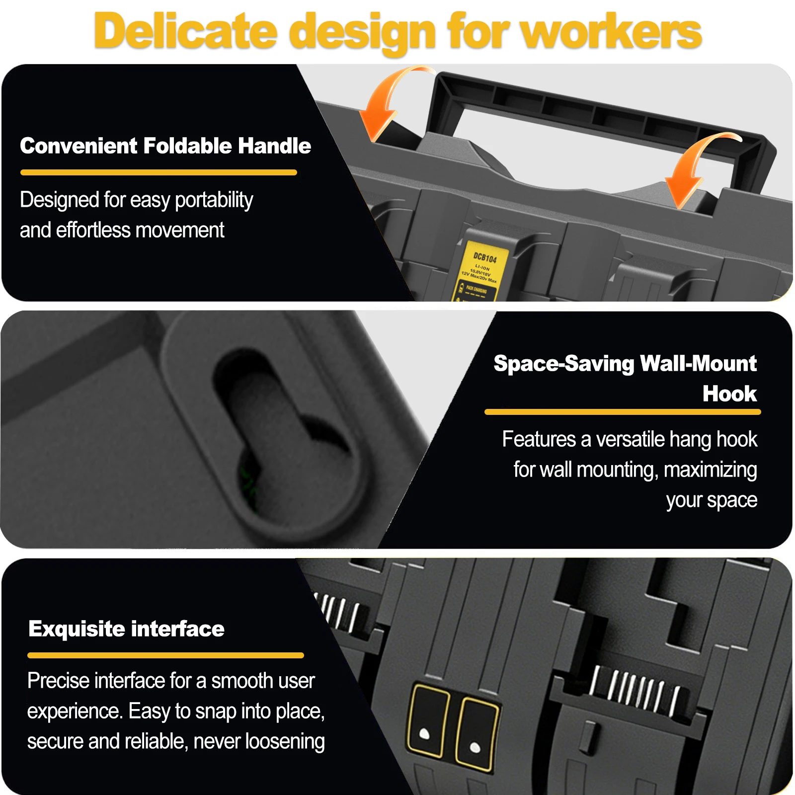 Ładowarka DCB104 do akumulatorów Dewalt 12V 20V, 3A, podwójna ładowarka 4-portowa do akumulatorów litowych Dewalt 20V DCB120 DCB112 DCB206 DCB208 — zdjęcie produktu 5