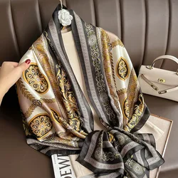 Design Satin Silk Shawl Hijab Scarf Women Fashion Summer Sunscreen Beach Stole Wraps Bufanda Female Headkerchief Echarpe New