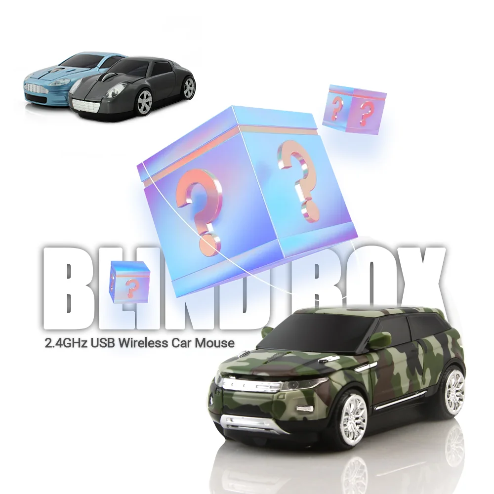 LED Backlight Sports Car Mouse Blind Box Random Delivery 2.4GHz USB Wireless Mause Funny 3D Mini Mice for PC Laptop Boys Gift