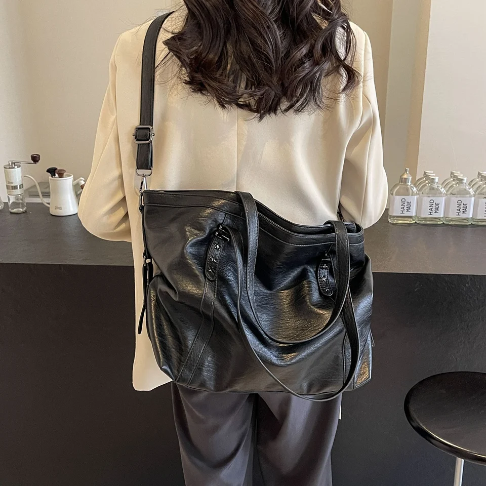 Big Black Shoulder crossbody Bags for Women 2026 Hobo Shopper Sac Solid Color Quality PU Leather Handbag Lady Travel Tote Bag