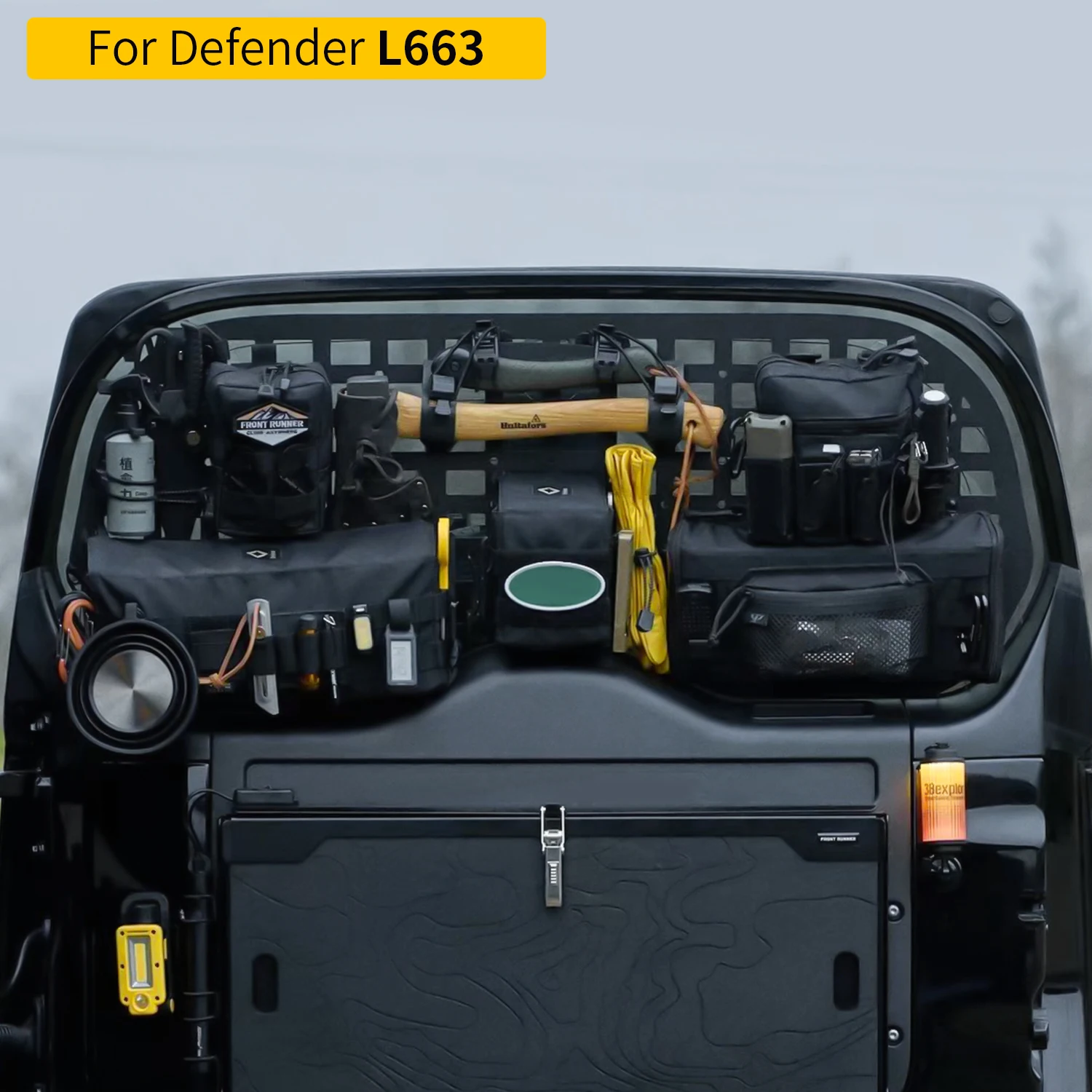 For Land Rover 20-26 Defender L663 90/110 tailgate window hanging panel multifunctional tactical mounting storage panel ABS