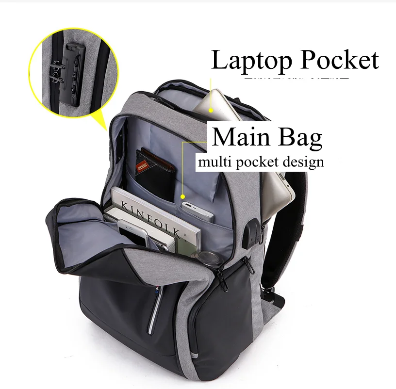 KAKA Men Travel Backpack Shoulder Bags 15 Inch Laptop Backpack for  Men Travel Backpack USB Charging rucksack Mochila Male Bag