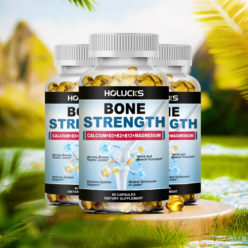 

Bone Strength Supplement Capsules -with Calcium & Zinc + Vitamin D3 K2 B12 for Heart, Bone & Body Defenses, Gluten-Free, Non-GMO