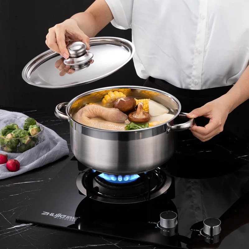 Stainless Steel Cooker Suit Thickened Multifunctional Binaural Soup Pot Multi Layer Composite Bottom Pot Kitchen Accessories