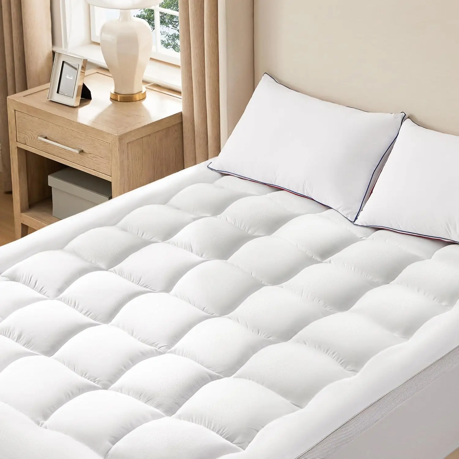 

Queen Mattress Topper - Soft Extra Thicker Mattress Pad, Quilted Fitted Mattress Topper with 8-21" Deep Pocket, Breathab