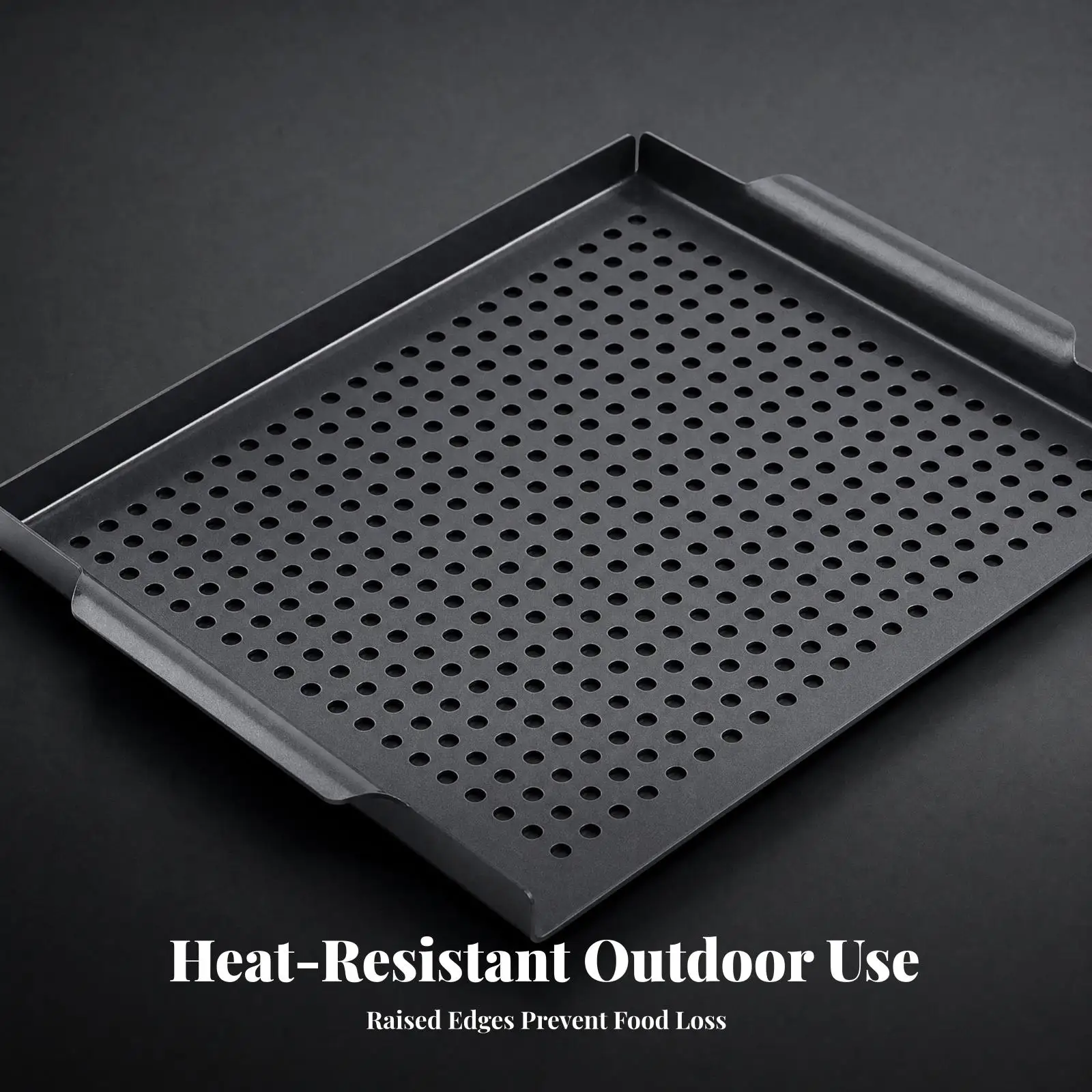 Perforated Grilling Tray Versatile Outdoor Barbecue Tray with Raised Edges Low-Profile Rectangular Grill Pan with Holes for