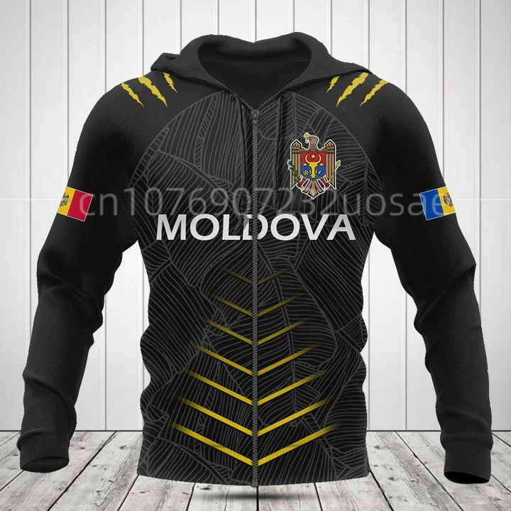 2023 New Moldova Flag Men's Hoodie 3D Printed Hoodie Sweatshirt Men's Pullover Hooded Sweatshirt Custom Name Men's Hoodie