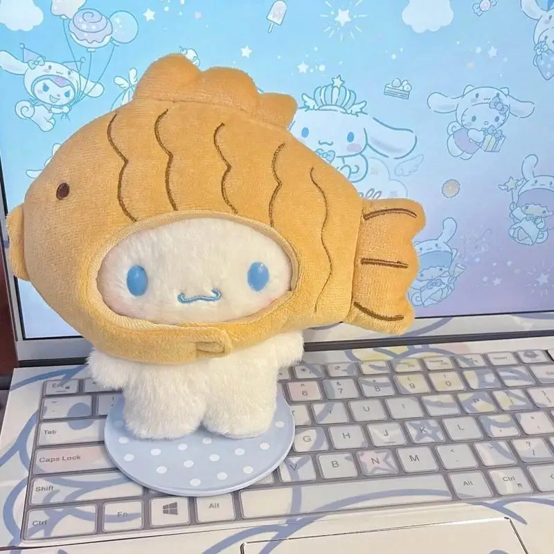 Sanrio Fish Hat Cinnamoroll Plush Doll Toy Kawaii Stuffed Plushie Taiyaki Doll Cartoon Cute Doll Send Friends Birthday Gift Toy