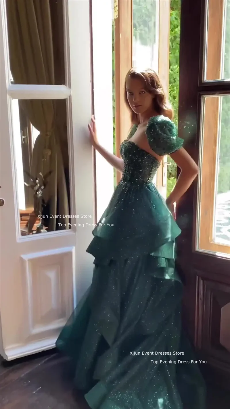 Xijun Green Gogerous Long Wedding Dresses Sequined Beads A-Line Bridal Gowns For Women Formal Wedding Gowns Tiered 2023 vestido