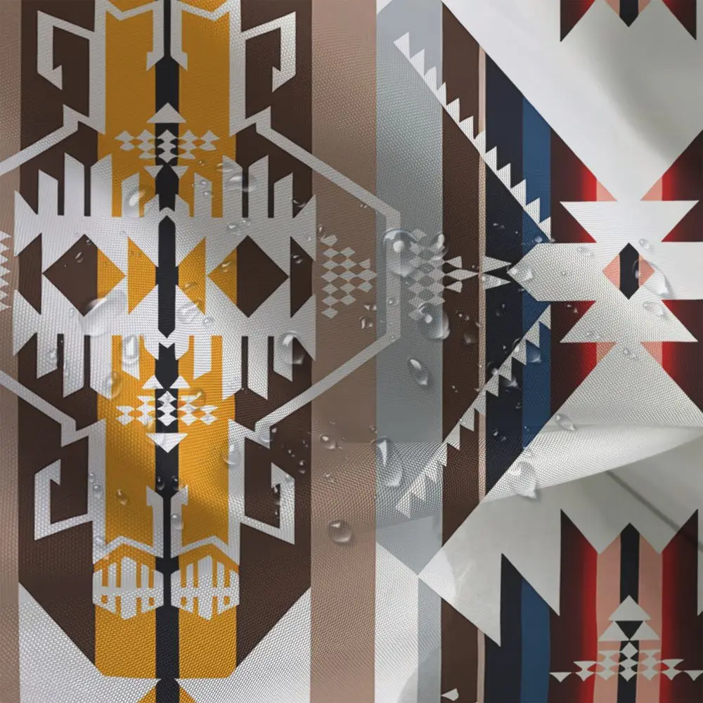 Geometric Shower Curtain Waterproof Fabric Digital Print Ethnic Aztec Style Modern Bathroom Decor Fade Resistant Bath Set