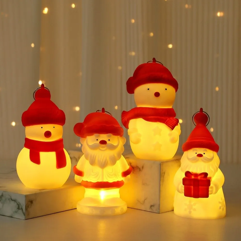 Vinyl Santa Claus Night Light Glowing Santa Claus Christmas Tree Desktop Lamp Luminous Mini Christmas Desktop Ornaments