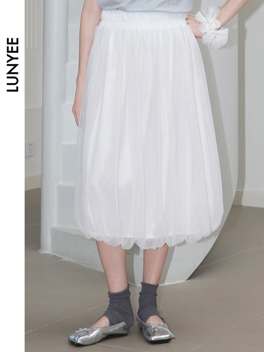 

Летняя универсальная юбка-миди LUNYEE2025 из розового кружева, легкая, стройнящая, с эффектом омоложения, для женщин