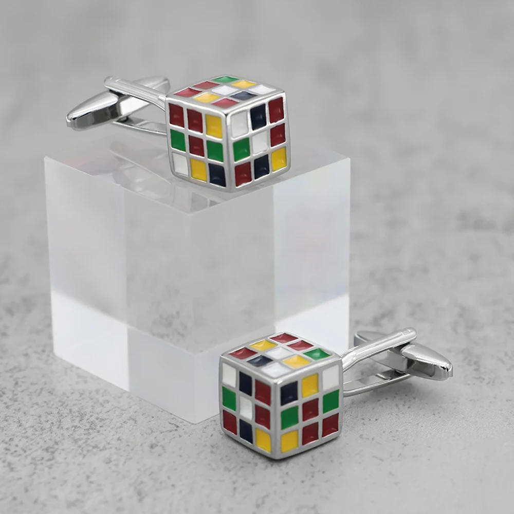 Quality Brass Material Men's Novelty Creative Cufflinks Copper Material Magic Cube Design Wholesale&retail