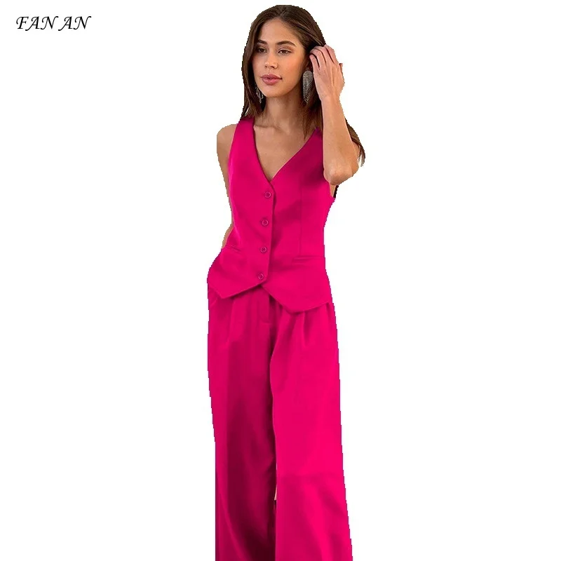 Pink Sleeveless Vest Vest Mop-length Pants Casual Suit 2024 Summer Pre-fall New Fashion Trend Commuter Two-piece Women's Suit