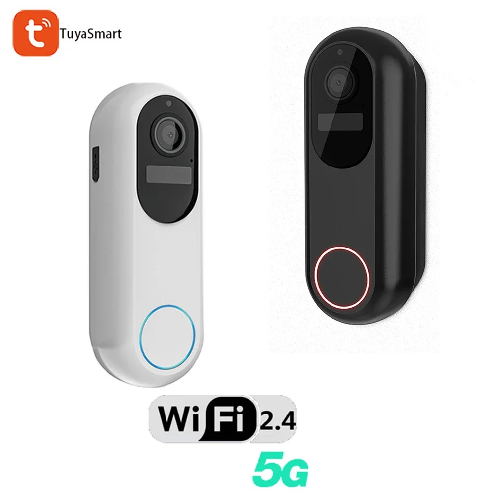 5G, 2.4G 1080P Smart Ring Tuya Wireless Door Camera Bell Battery Wifi Video Wireless Doorbell with Camera