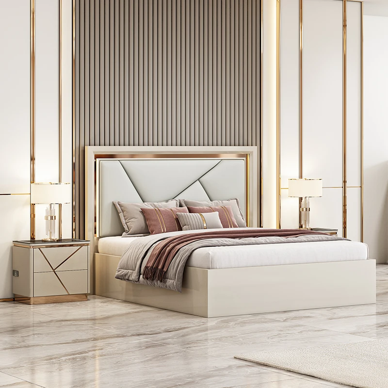

&High Quality Luxury Bedroom Sets Double King Size Bed Room Home Storage Wooden Frame Complete Modern Bedroom Furniture Set