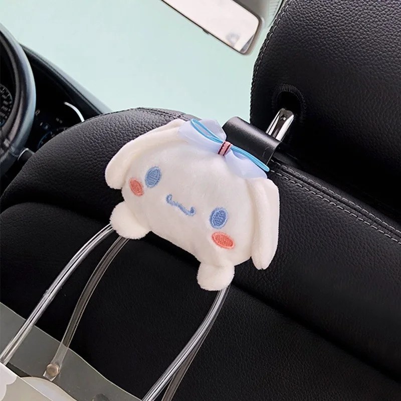 Sanrio Anime Cinnamoroll Hook Plush My Melody Kuromi Car Seat Hook Auto Back Seat Organizer Storage Holder Car Accessories