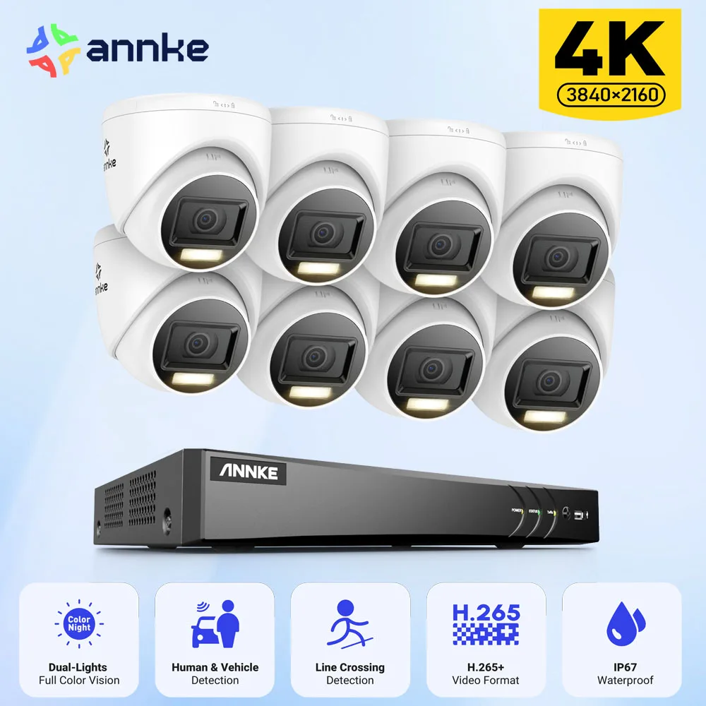 annke camera de videovigilancia ao ar livre a prova de intemperismo sistema de seguranca 4k ultra hd 8ch dvr h265 mais cctv 8mp ip67 pcs 01