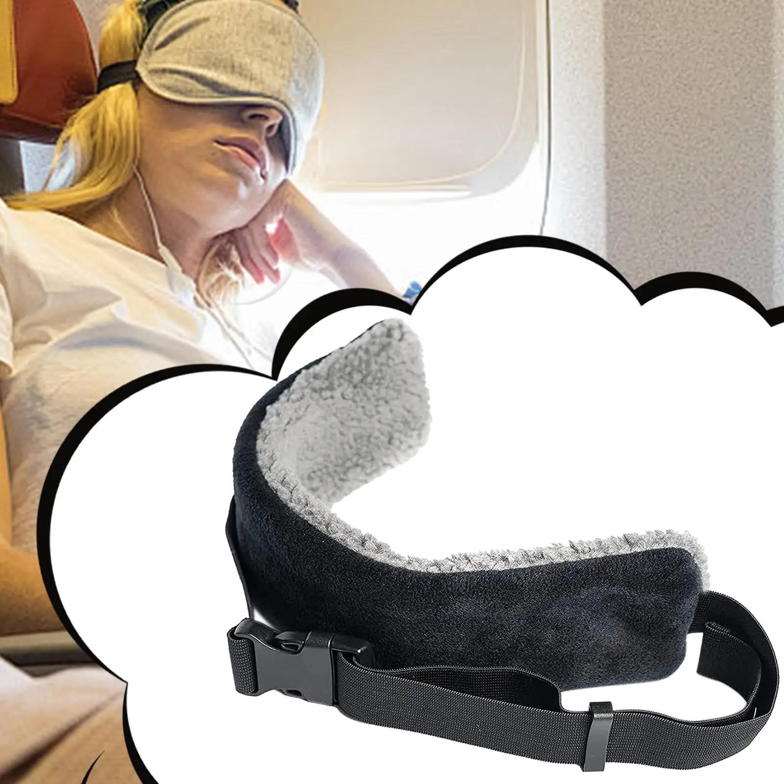 Reise-Kopfstützgurt Flugzeug-Kopfkissen-Gurt Verstellbare Schnalle Nackenstütze Stabiler Kissenhalter für Reisende und Schläfer