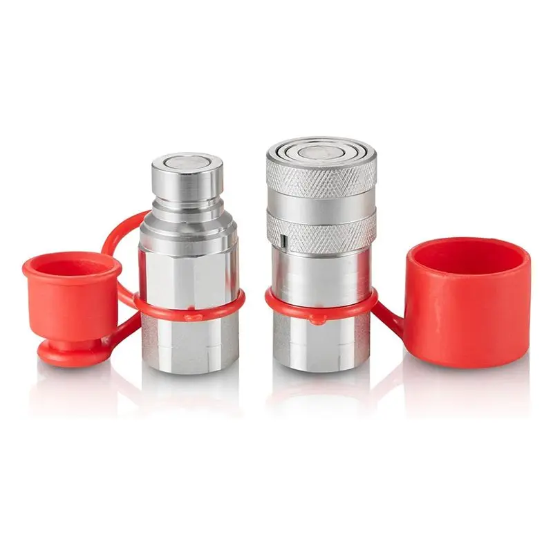 

Гидравлические быстроразъемные соединения с плоским торцом 1/2 дюйма, гидравлические быстроразъемные муфты NPT 1/2 дюйма для мини-погрузчиков с 2 пылезащитными колпачками - AT30