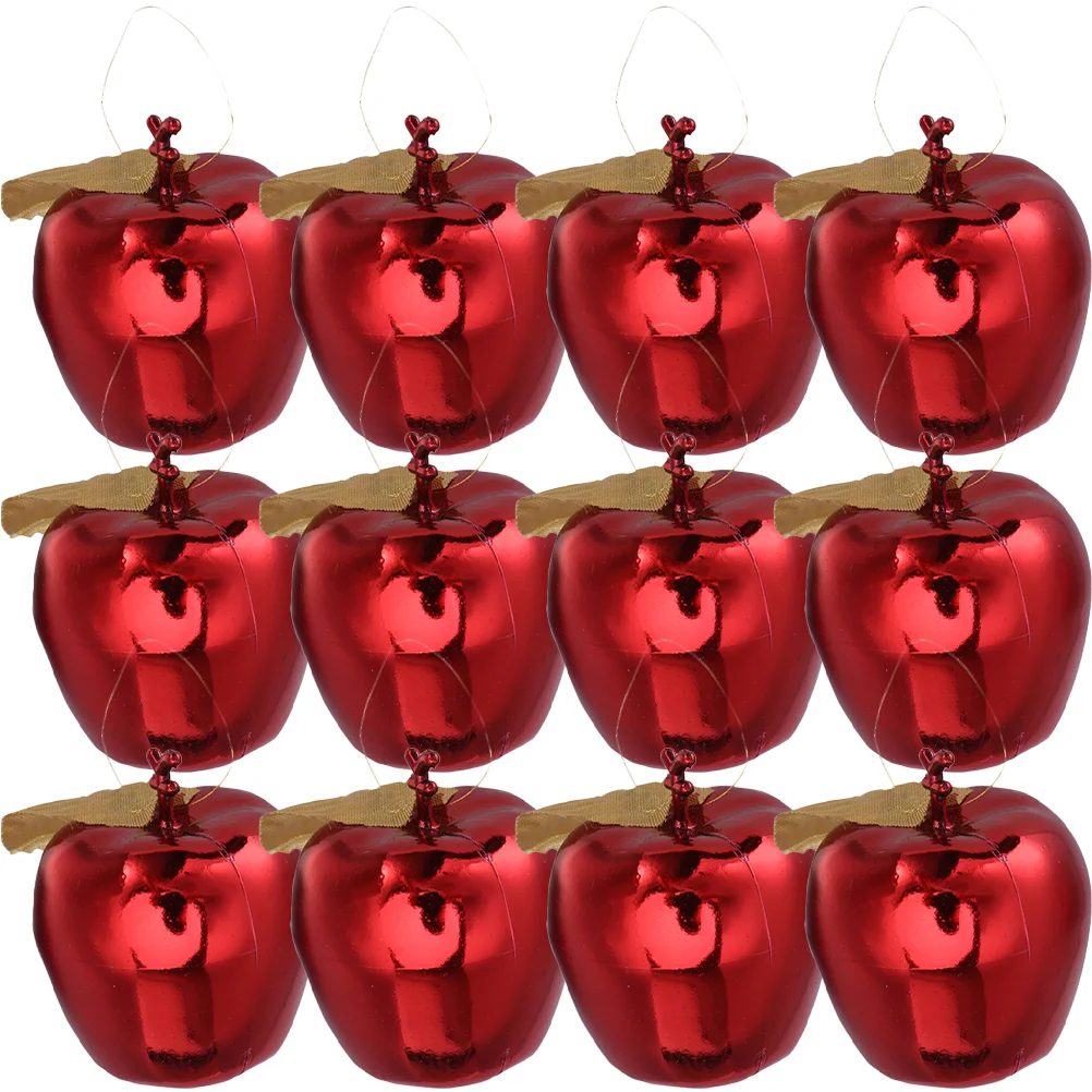 12 Pcs Festoon Plastic Apple Pendant Mini Christmas Ornaments Tree Adorn Hanging Apples