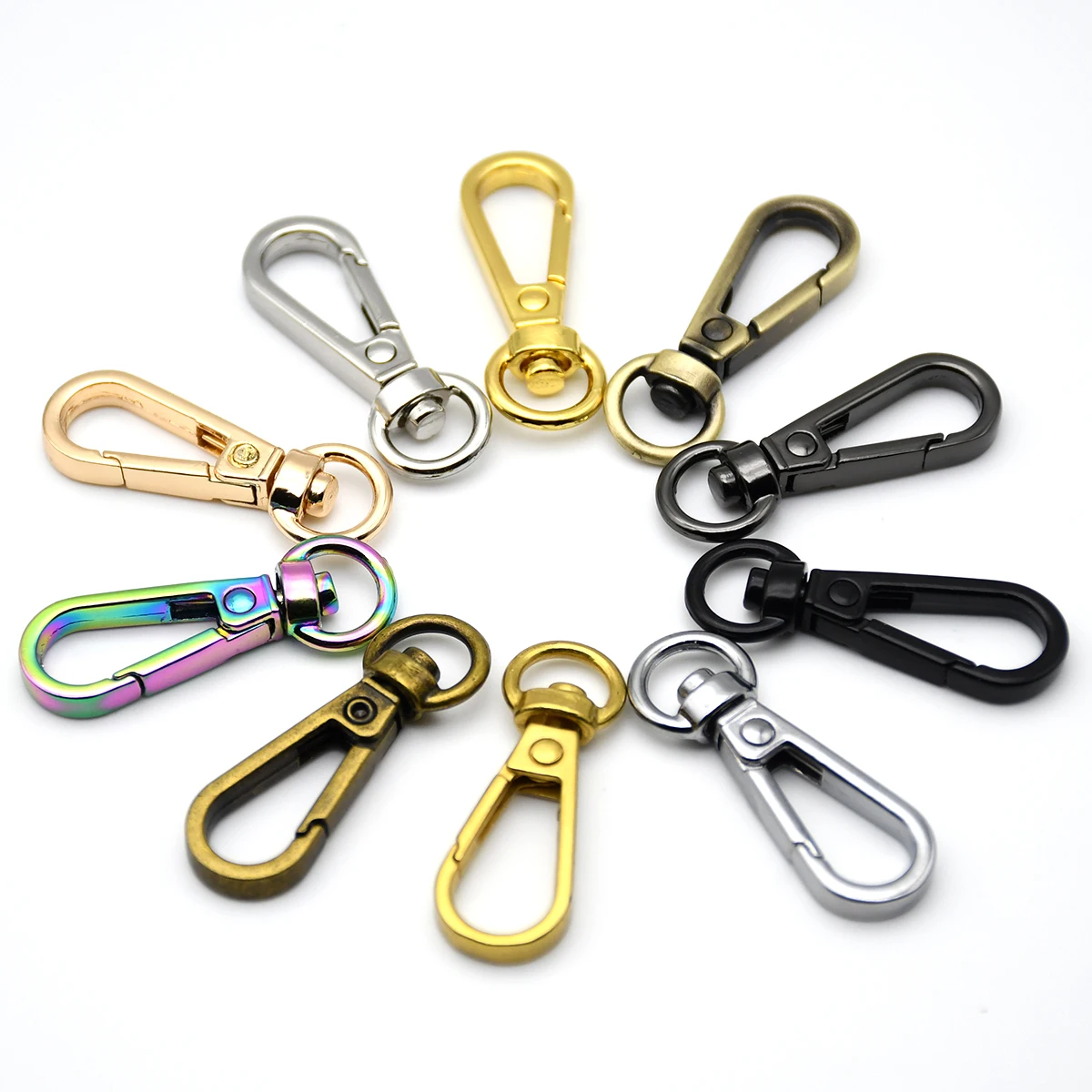 1piece Metal Carabiner Swivel O ring Snap Hook Trigger Clasps Clips for Bag Strap Belt Webbing Parts Keychain Pendant Accessory