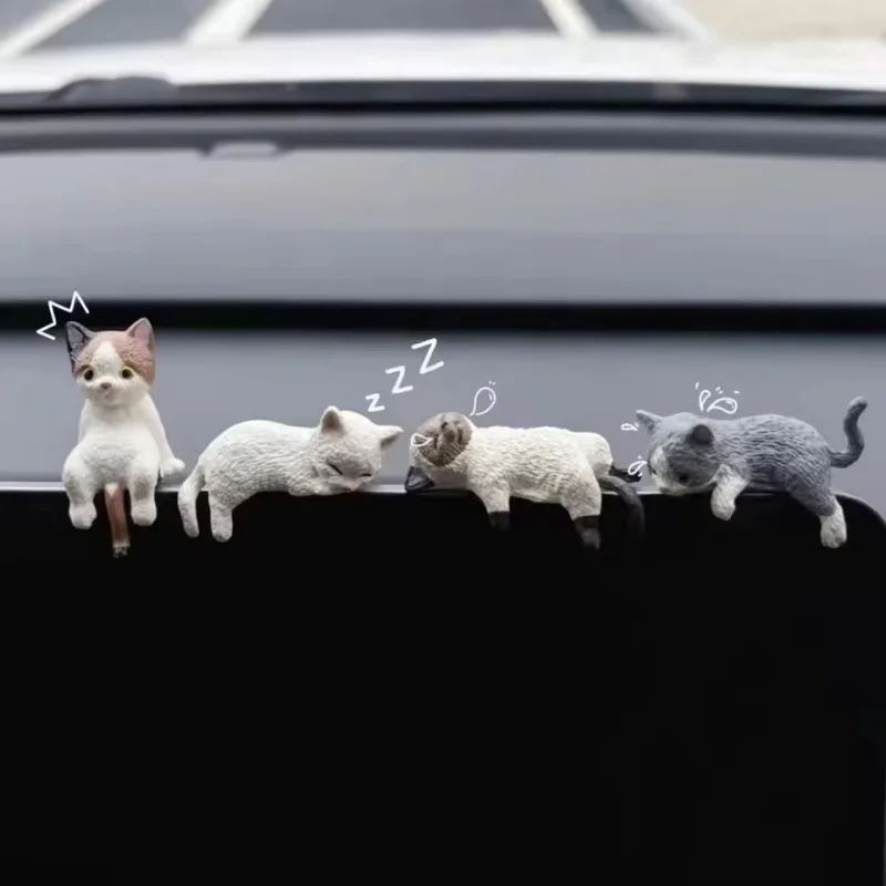 

Kitten Car Ornaments - Sleeping Cat Dolls for Auto Screen, Console & Dashboard Decor Rearview Mirror Decoration Car Accessories