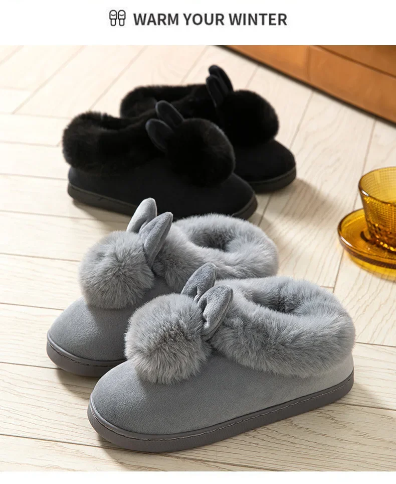Flauschige Damen-Hausschuhe, flache Luxus-Designer-Damenschuhe, lässige Stiefeletten, elegante, weiche Winter-Hausschuhe mit Flauschfell für Damen. – Detail 16