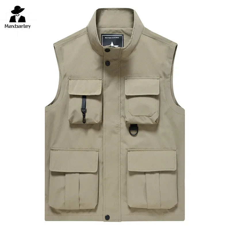 Jaqueta masculina de malha de secagem rápida sem mangas, colete casual fashion, fotógrafo de exterior, bolso para pesca, primavera, verão