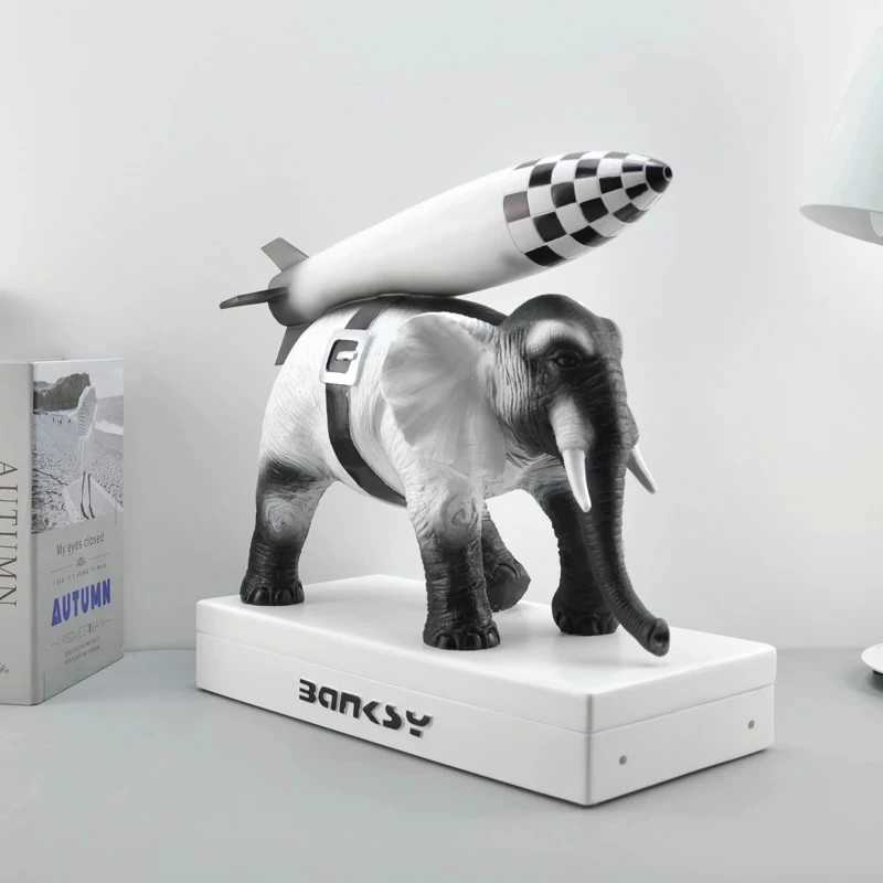 Art Sculpture Banksy elephant statue Resin Craft Home Decoration Christmas Luxurious Gift figurine ornament