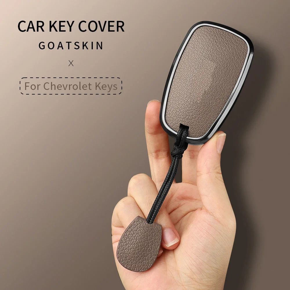 4 Button Metal And Leather Car Key Case Cover For Chevrolet Blazer Camaro Cruze Equinox Malibu Sonic Spark Traverse Trax Volt