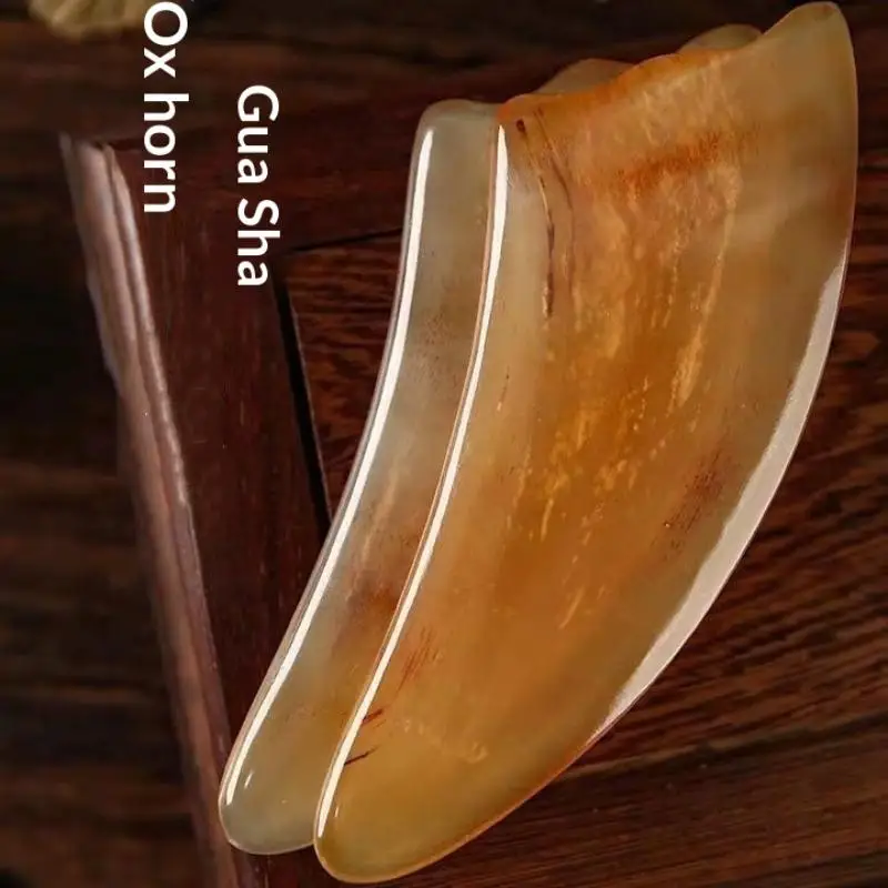 1Pcs Universal Body Massage Board Natural Ox Horn Gua Sha Board For Unblocking Meridians And Beauty Facial Body Care