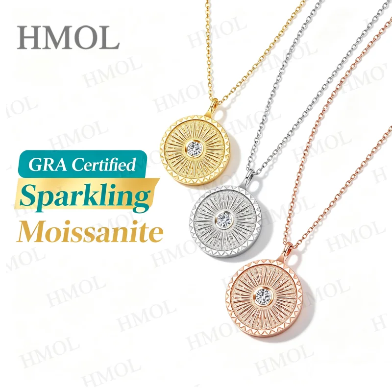 Moissanite Necklace Round Cut 0.3ct D Color GRA Certified 925 Sterling Silver Factory Direct Hypoallergenic Women Jewelry Gift