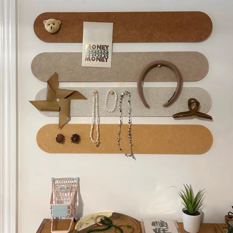 3/4Pcs Felt Message Board Long Cork Strips Self-adhesive Bulletin Board Message Notes Photo Schedules Display Board Office Decor