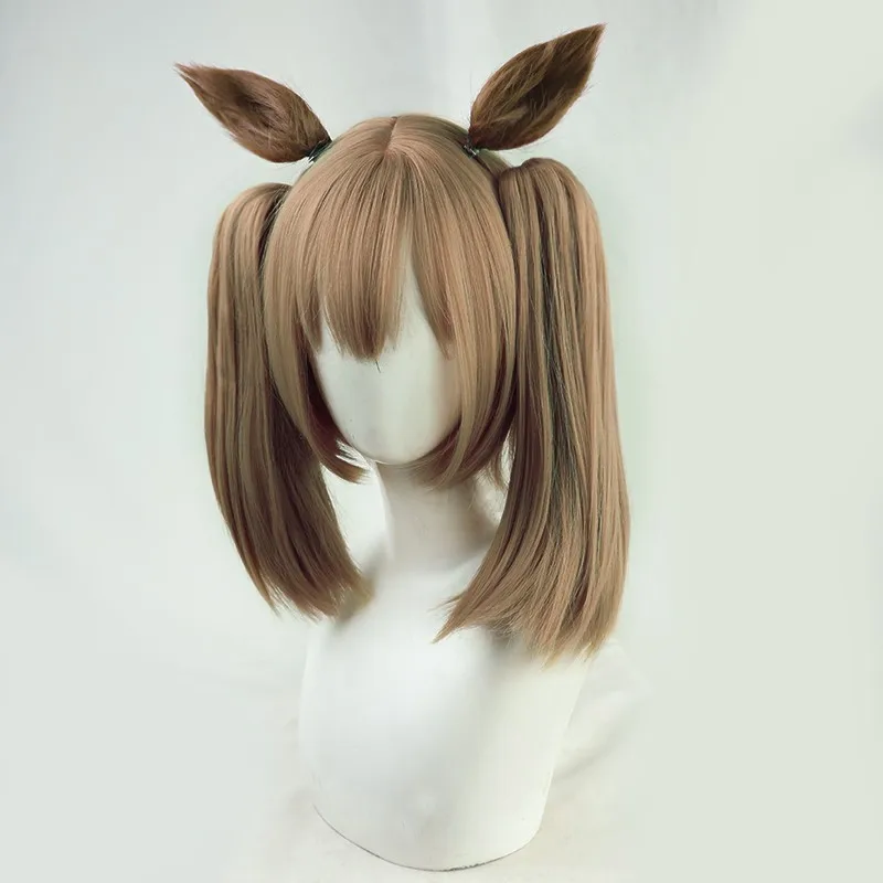 Wig Cosplay Uma Musume Pretty Derby Symboli Rudolf dengan Klip Jepret Ganda