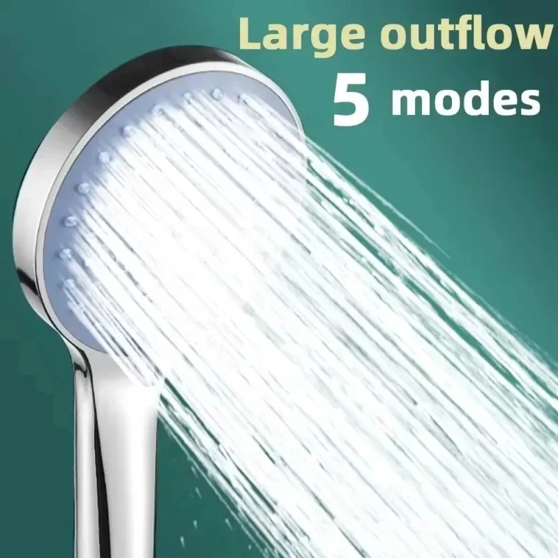 5-Speed Handheld Shower Head Set - Boosted Pressure 3-Piece Bathroom Shower Kit with Large Water Outlet for Household Use image 5