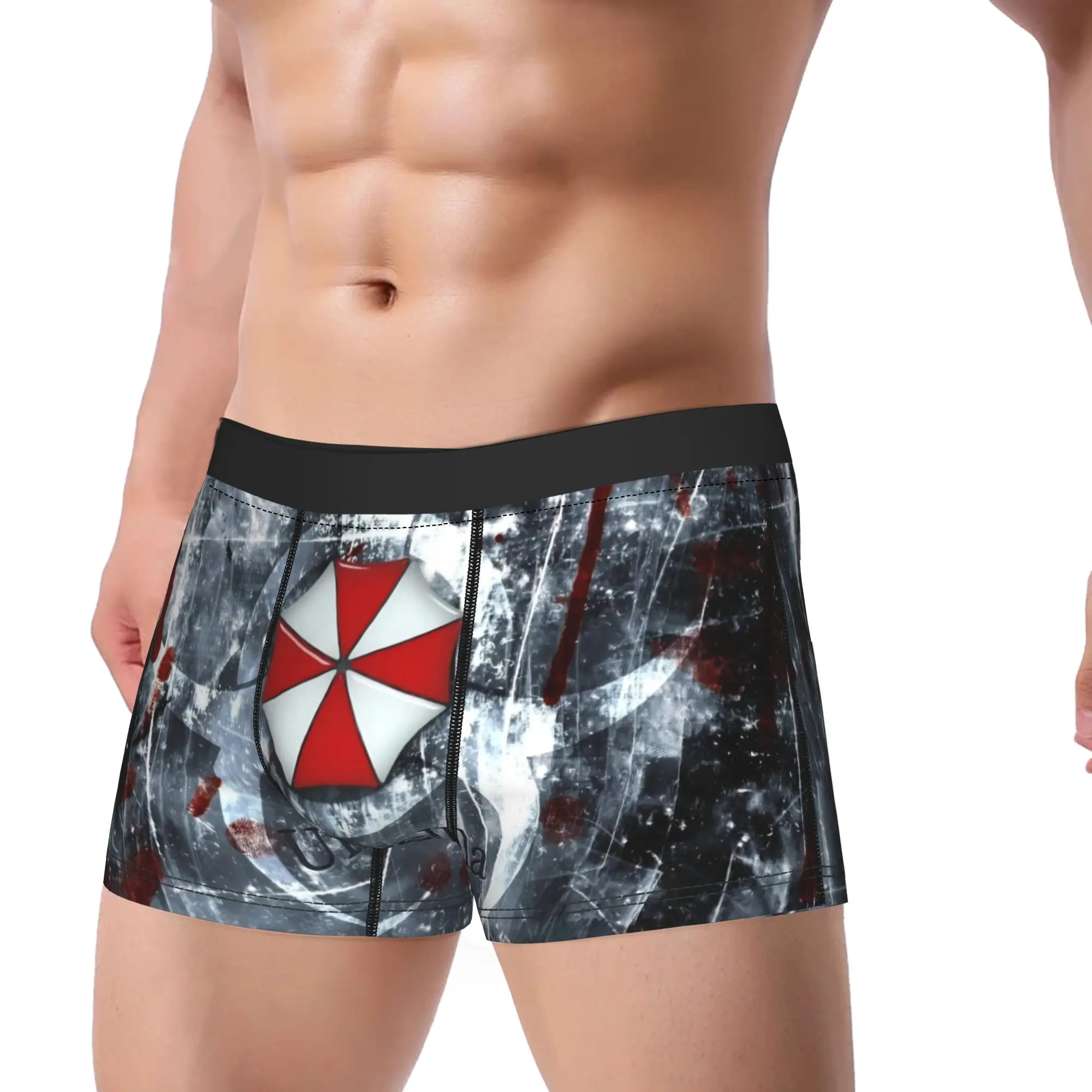 

Men Resident Umbrella Corps Biohazard Eviled Underwear Resident Evil Funny Boxer Briefs Shorts Panties Mid Waist Underpants