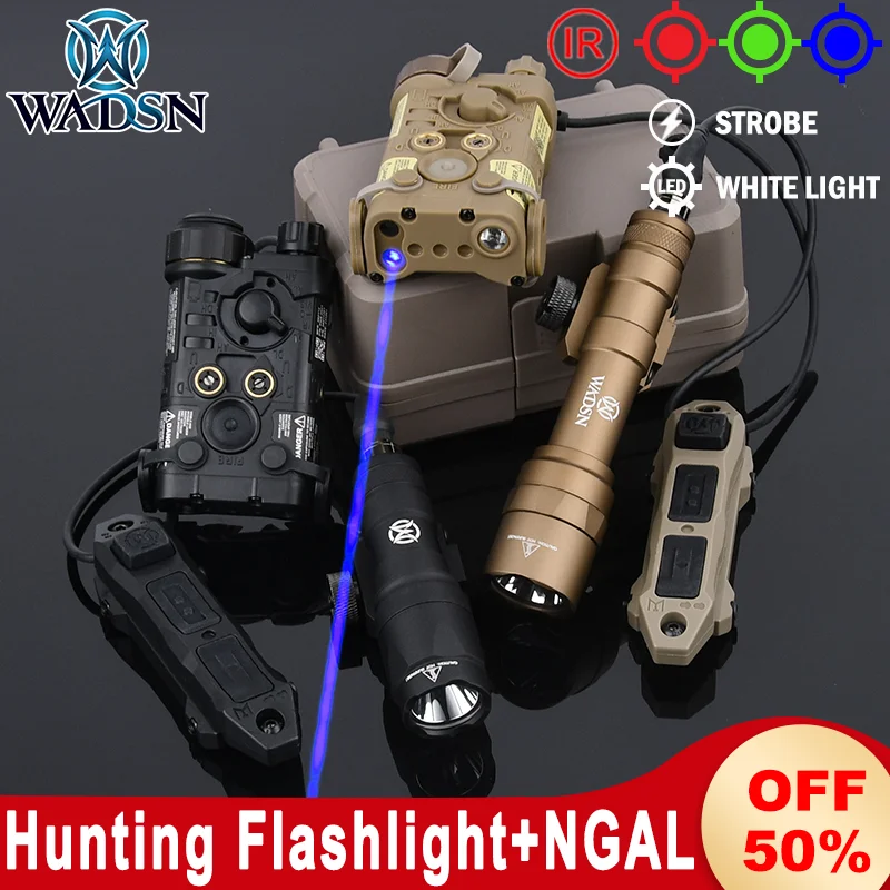 

WADSN SF NGAL Red Green Blue IR Dot White Strobe Light M300A M600U Hunting Flashlight Dual Function Pressure Switch Weapon Lamp