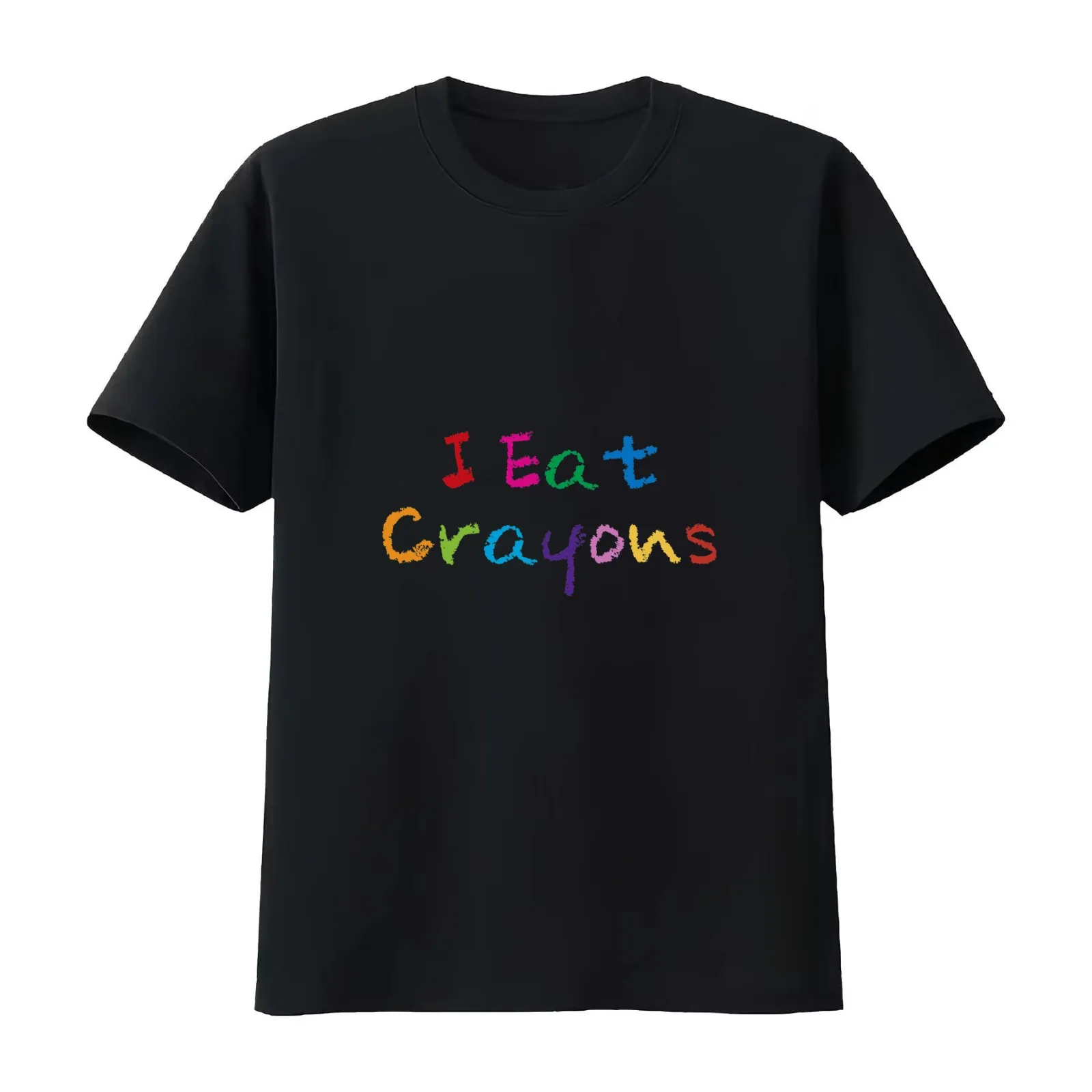I Eat Crayons T-Shirt Summer Casual Cotton Tee Oversized Streetwear Tops Vintage Graphic Print Loose Fit Short Sleeve