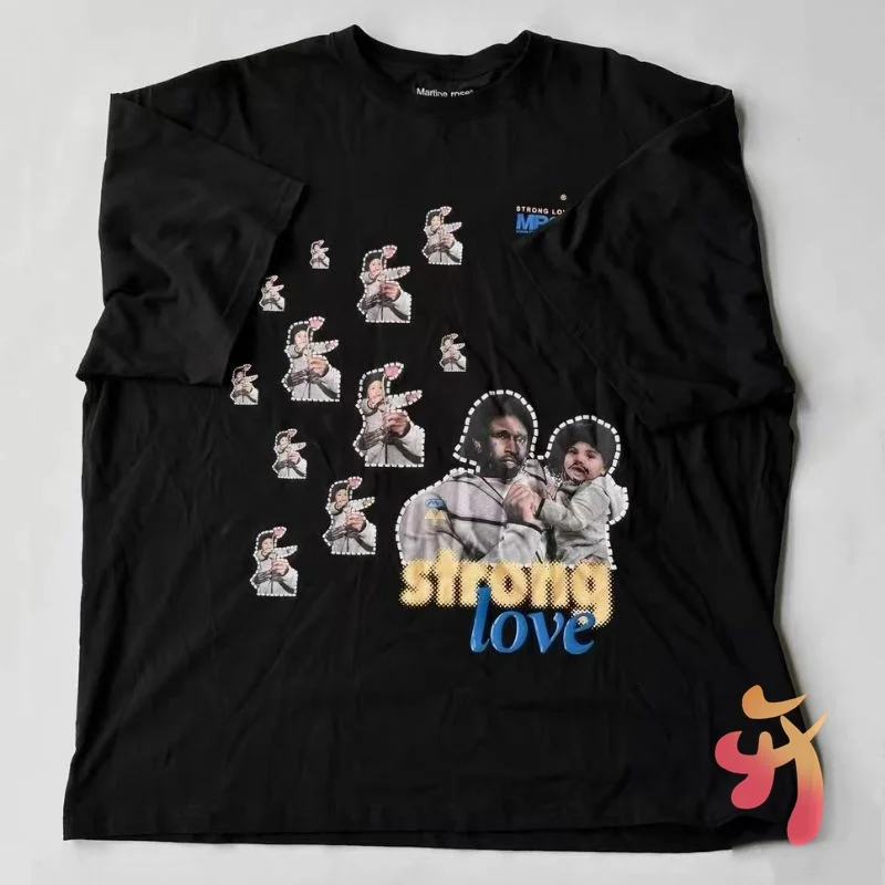 

Летние черные футболки Martine Rose с короткими рукавами и цифровым прямым принтом, повседневные свободные уличные хлопковые мужские и женские топы