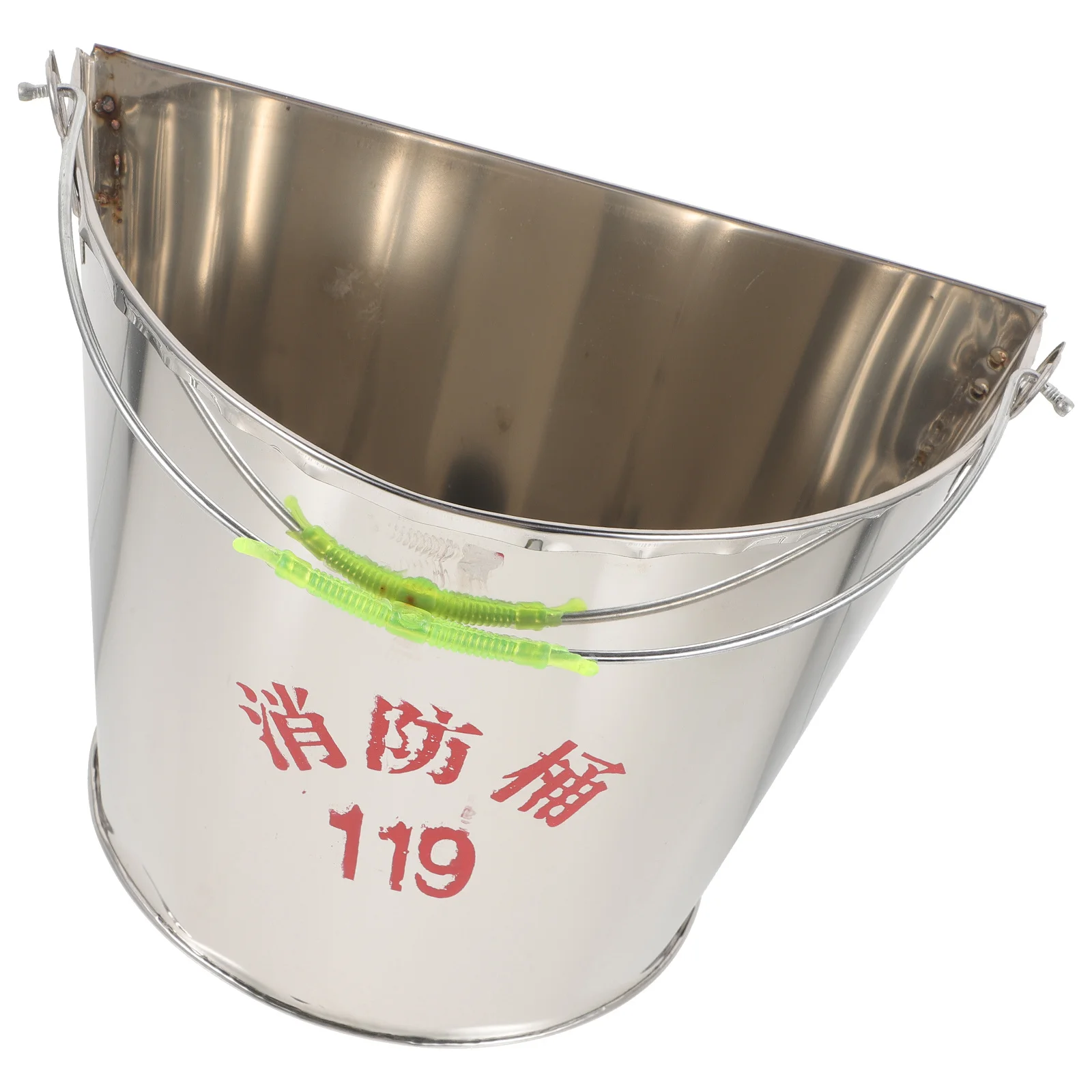 1pcs Stainless Steel Semi Circular Sand Bucket Emergency Fire Bucket For Home Fireplace Durable Heat Resistant Double Insulated