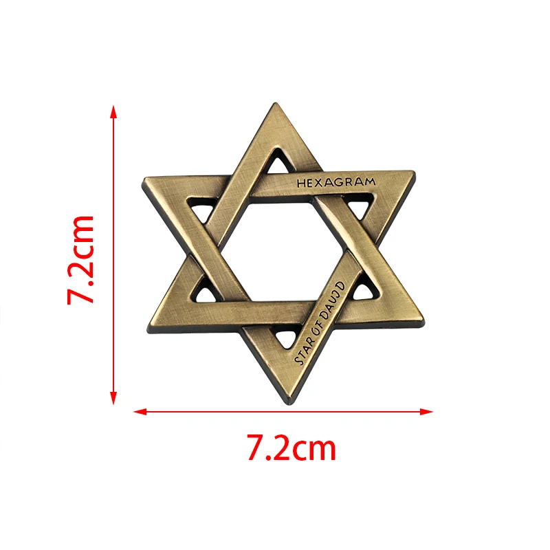 Universal 3D Metal Car Sticker Hexagram Star of David Emblem Israel Mogen David Badge Body Window Decoration Accessories