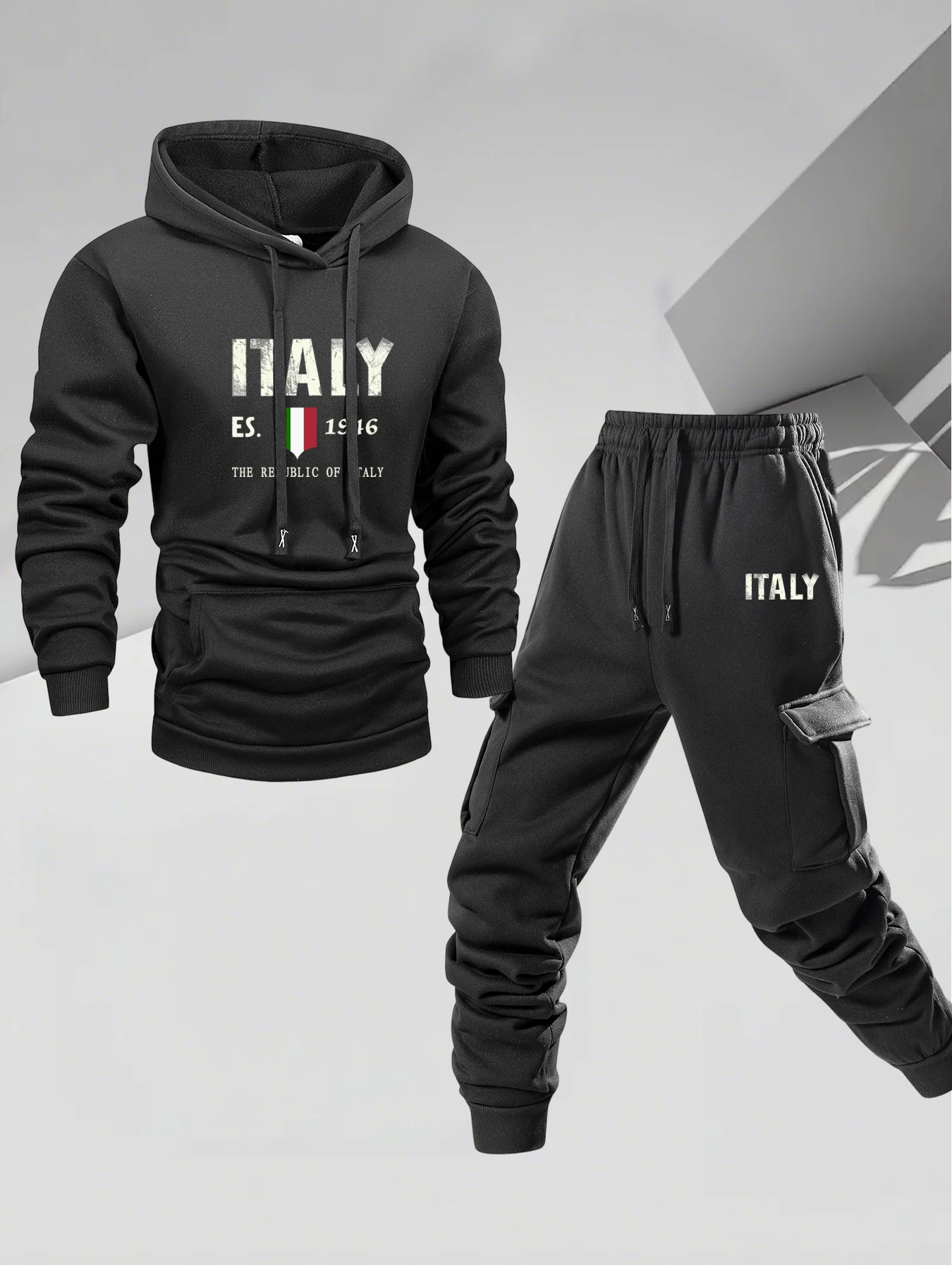 2025 Autumn Men's Hoodie Set Printed Casual Warm Windproof Set Fashion Hoodie Set Sportswear Suitable for Outdoor Activities Set