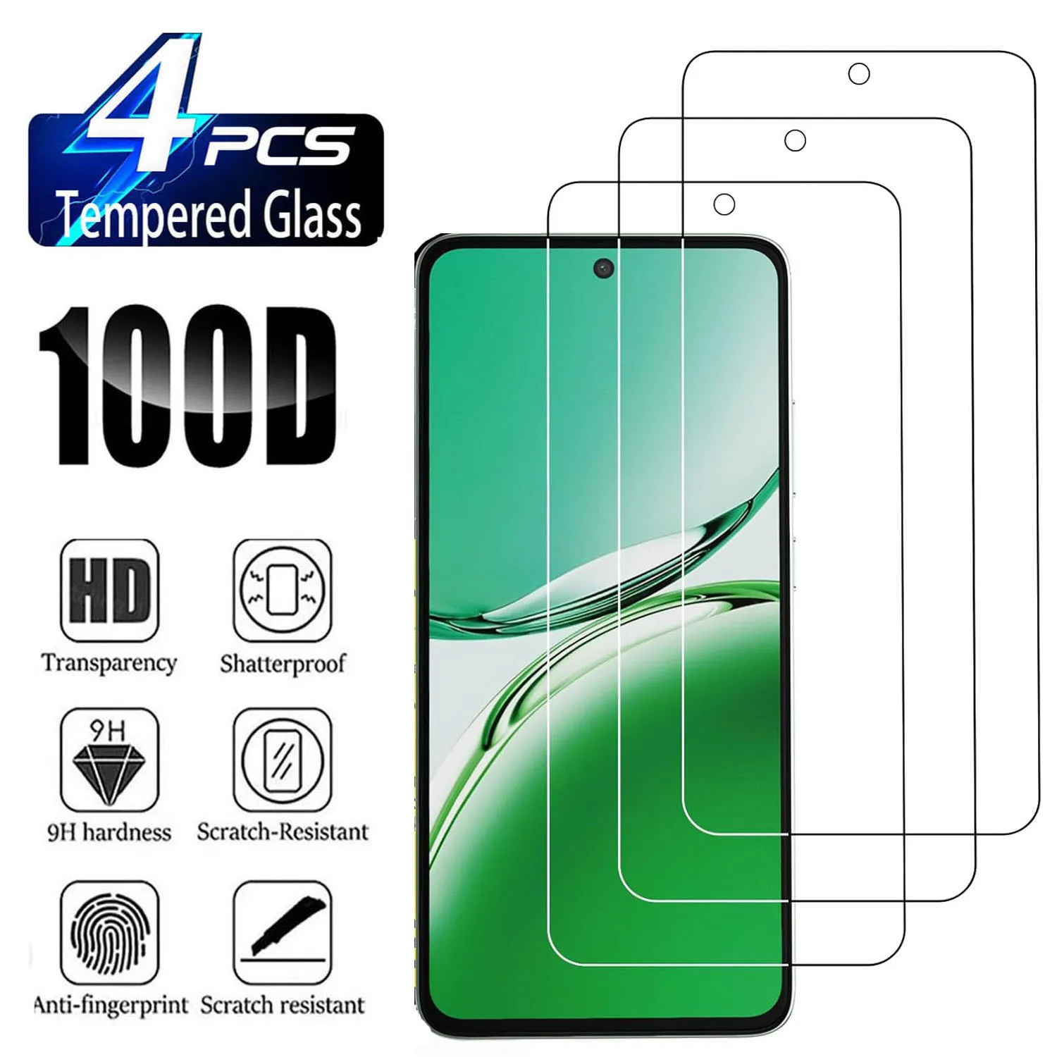 

9H Tempered Glass For OPPO Reno13/13F/Reno 12F/12FS 4G/5G 2/4Pcs HD Screen Protector