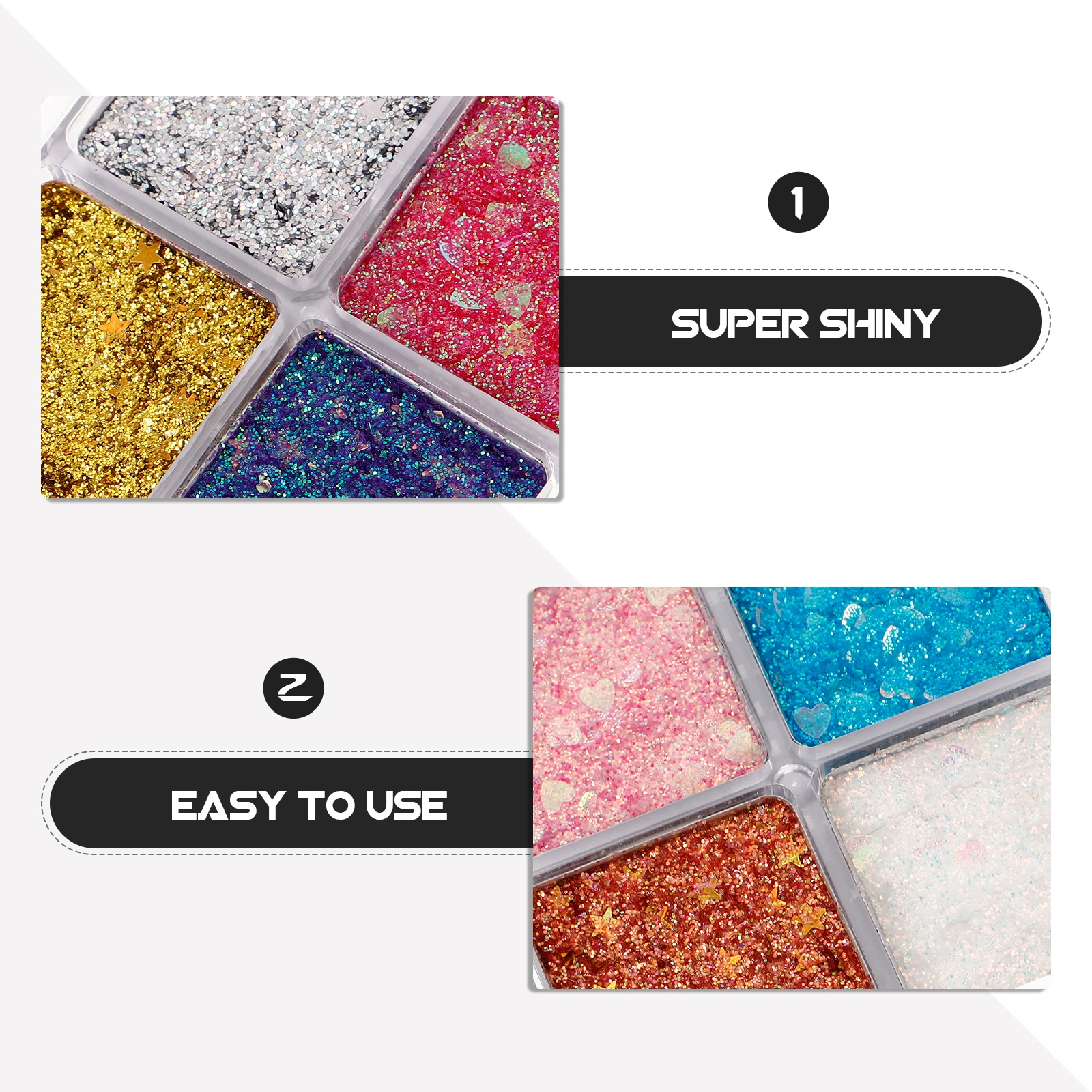 2 Stück glitzernde Glitzer-Lidschatten-Palette, schimmernder Lidschatten für Frauen und Mädchen, langlebig, dekoratives Make-up, ideal für Party, Hochzeit