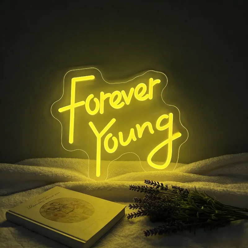 

Forever Young Neon Sign LED Wall Art Aesthetic Bedroom Decor Dorm Room Setup Trendy Gamer Room Accessories Birthday Gift