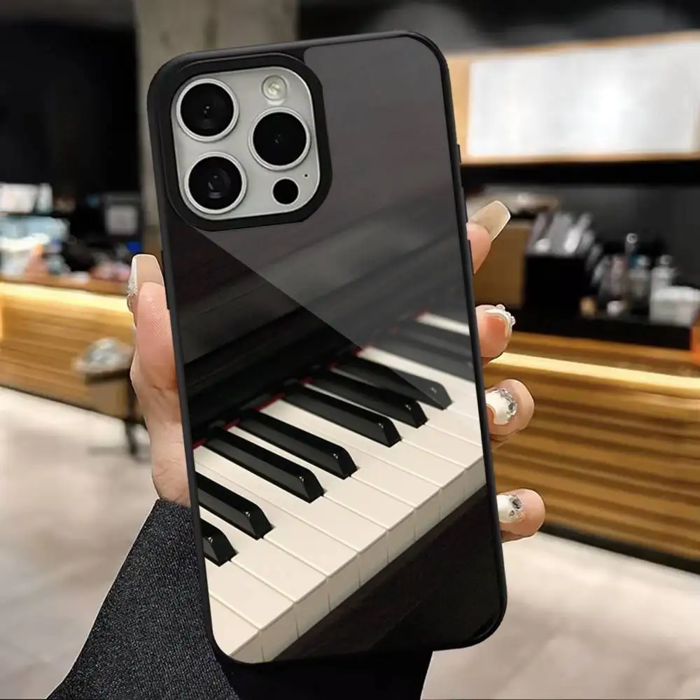 Música arte piano caso de telefone para iphone 16,15,14,13,12,11, pro, max, plus, mini, magsafe, caso de carregamento magnético sem fio