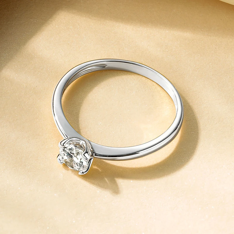 Rrjzz Runder Solitär-Moissanit-Diamant-Verlobungsring in Silber- und Goldfarbe, Zeitlose Eheringe für Frauen, Leichterer Schmuck – Detail 16